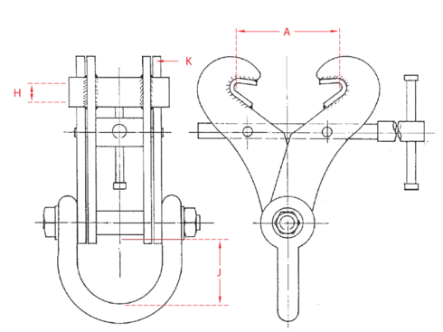 Superclamp Fixed Jaw Adjustable Girder Clamps drawing