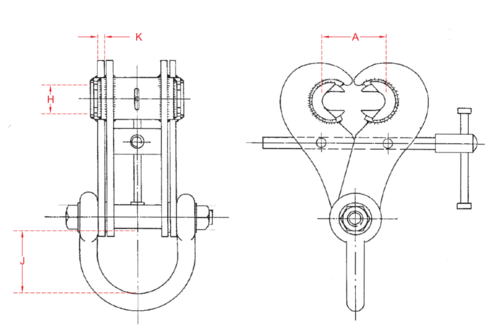 Superclamp Swivel Jaw Adjustable Girder Clamps drawing