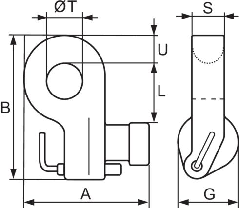 Horizontal Container Lug CLB Grade 8 for side-bottom mounting. 4 pieces per set