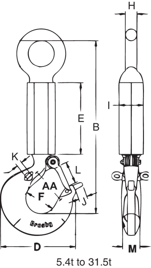 Crosby L-562A ROV Shank Hook measurements