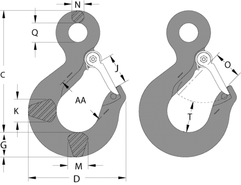 Eye sling hook Platinum L-1327_drawing