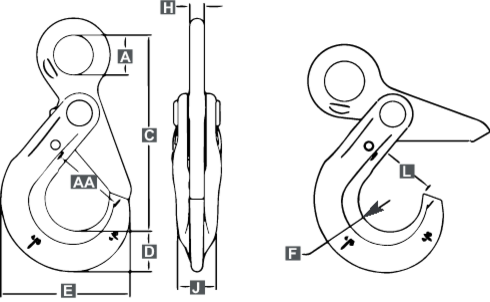 Eye hook Platinum S-1316_drawing