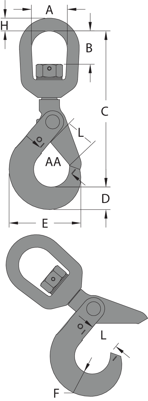 Swivel Hook Platinum S-1326_drawing