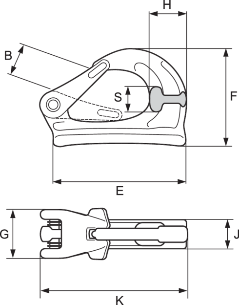 Crosby BH-313 Forged Weld-On Hooks measurements
