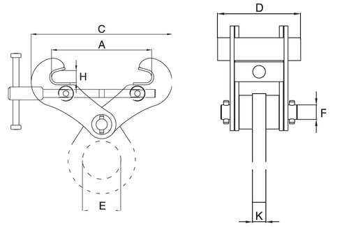 Beam clamp IPTKW drawing