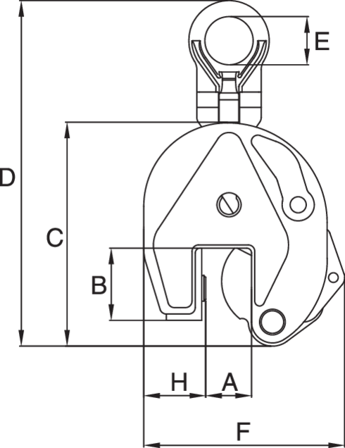 Crosby IP10, IPU10-H and IPU10-S with universal hoisting eye measurements