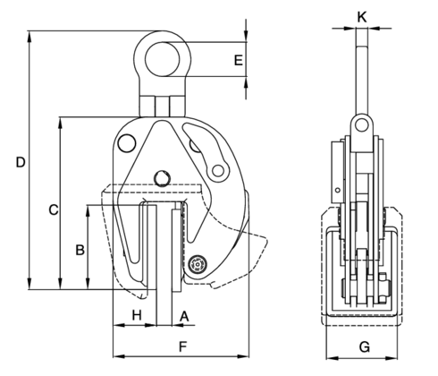 Vertical Lifting Clamps Non Marring- IPNM10 drawing