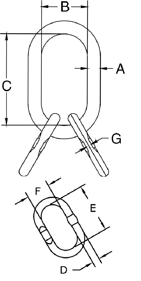 Crosby A-347 Welded Master Link Assembly measurements