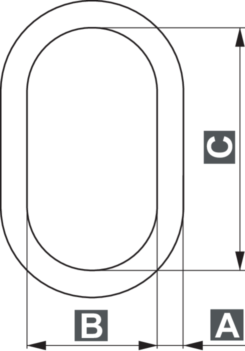 Crosby® A-1343 Grade 10 Welded Alloy Master Links measurements