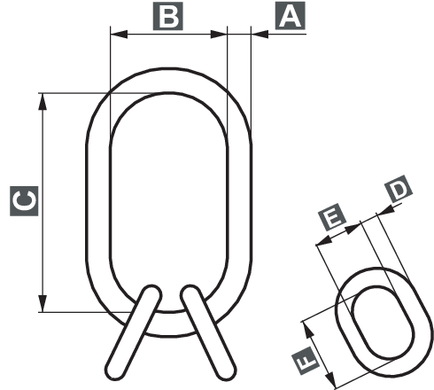 Crosby A-1346 Grade 10 Welded Master Link Assemblies measurements