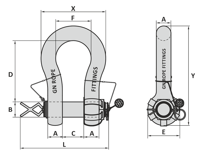 GN H9 Shackle ROV with Fishtail | Lifting Gear & Safety