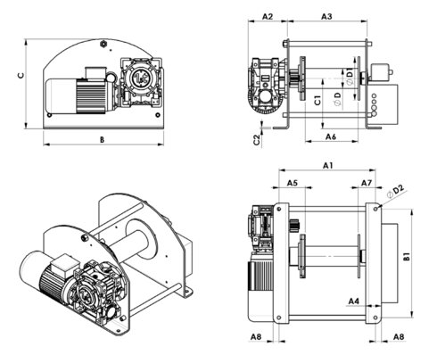 Electric E-winch 250-3000kg drawing