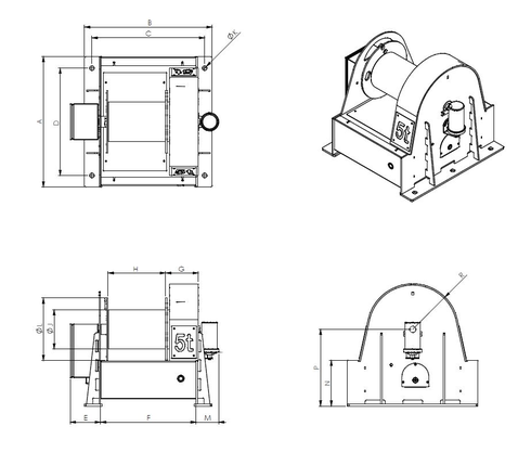 Low speed electric winch LS5000 drawing