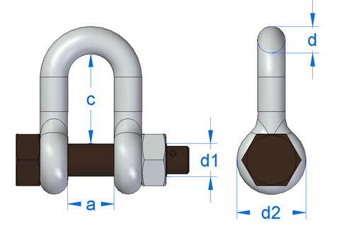 Dee Shackle No 835, Gunnebo, measurements