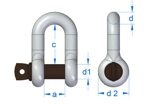 Gunnebo Dee shackle No. 834 measurements