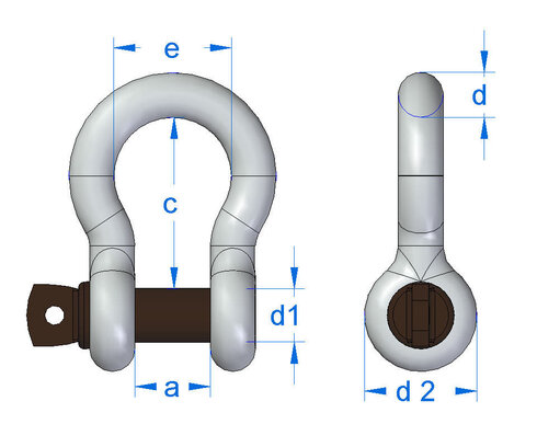 Gunnebo No 854 Bow Shackle with screw pin