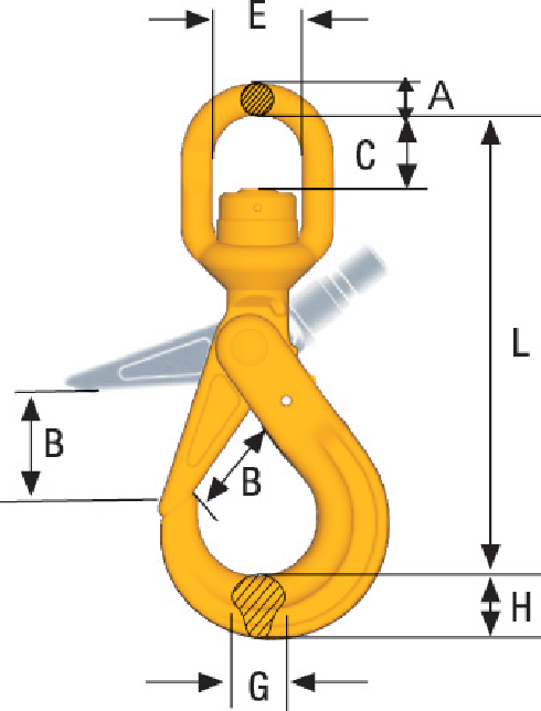 Safety Hook Swivel, Gunnebo BKLK Offshore HDG blueprint