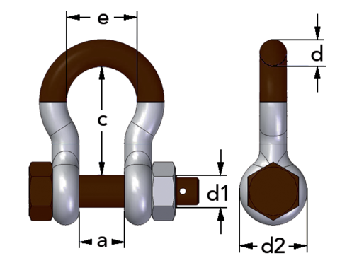 Super Shackle no 858, Gunnebo, measurements