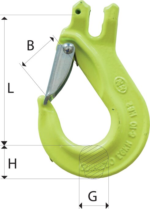Grabiq Sling Hook EGKN with clevis measurements.