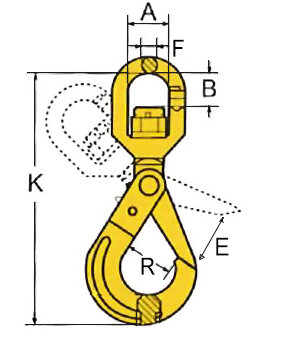 Grade 80 Self-locking hook with swivel blueprint