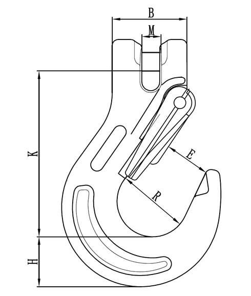 Clevis sling hook with latch, grade 80 
