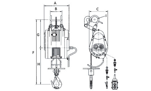 Scheme of the portable electric mini Hoist PALANBOX