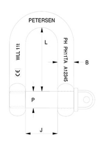 High Tensile Stainless Steel D Shackle, Type A drawing