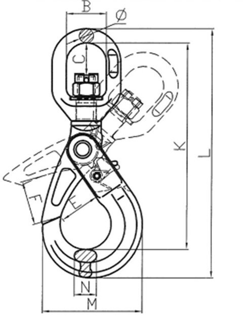 Swivel Self-locking Hook POWERTEX SLS drawing