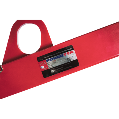 Marking plate for pallet fork with automatic balancing