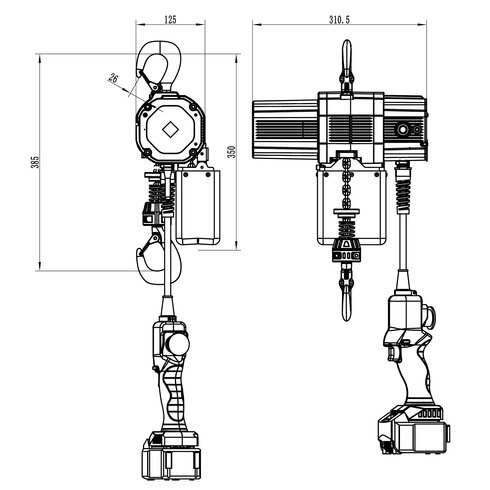 REMA X-BL Battery-powered electric chain hoist 250kg