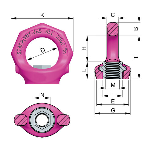 High quality RUD Lifting Eye Starpoint VRM with octagonal lifting eye.