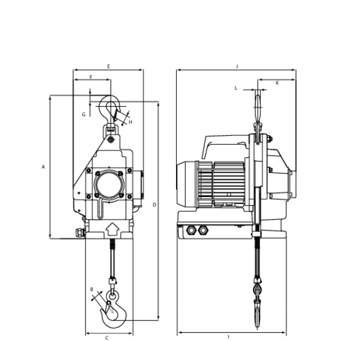 Electric Pulling Hoist MINIFOR TR10 TR30 measurements