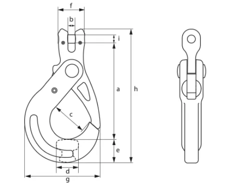 Self Locking Hook CL RT UXLCRT drawing