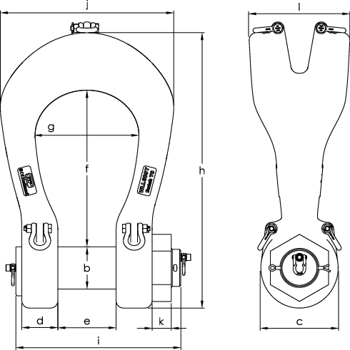 Power Sling 600T shackle drawing