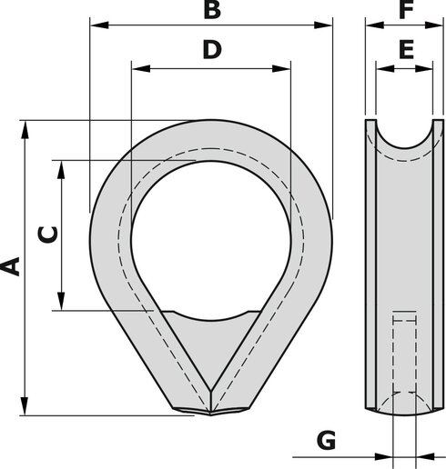 K2-B Thimble Heavy Duty Stub-end measurements