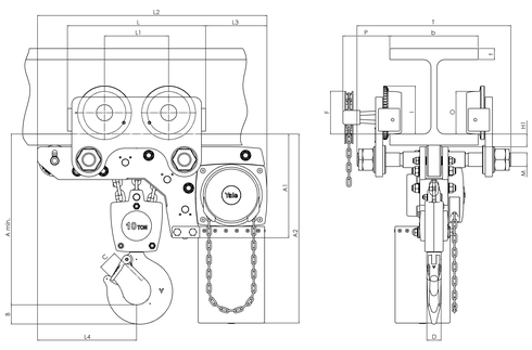Yalelift LHG 10t drawing