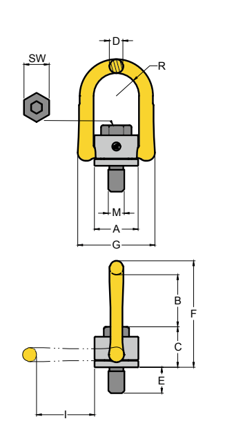 Swivel Hoist Ring 8-231 drawing Swivel Hoist Ring Yoke 8-231 drawing