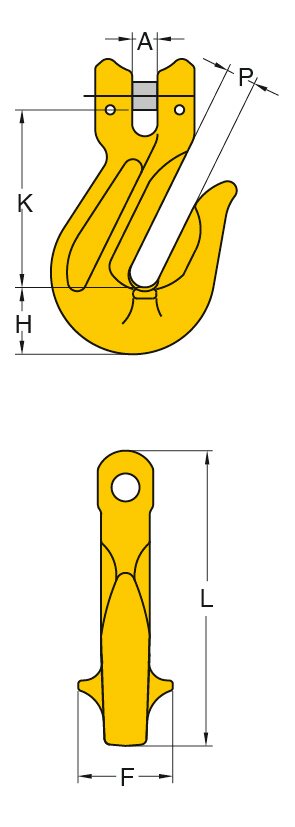 Yoke clevis hook 8-042 in grade 80